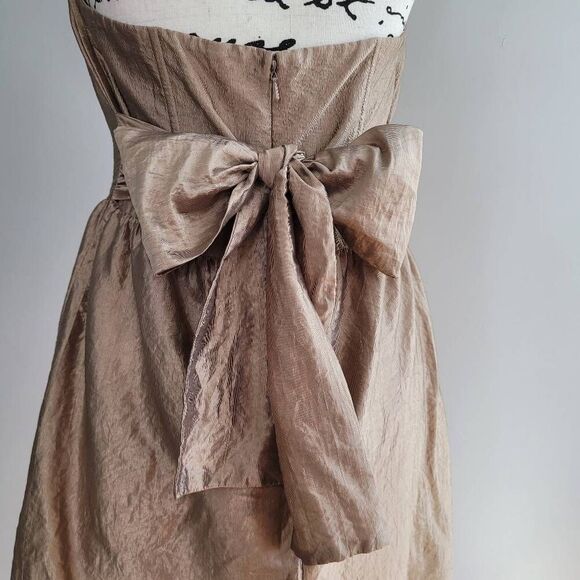 Twelfth Street by Cynthia Vincent bronze gold metallic dress strapless corset mi - Picture 5 of 14